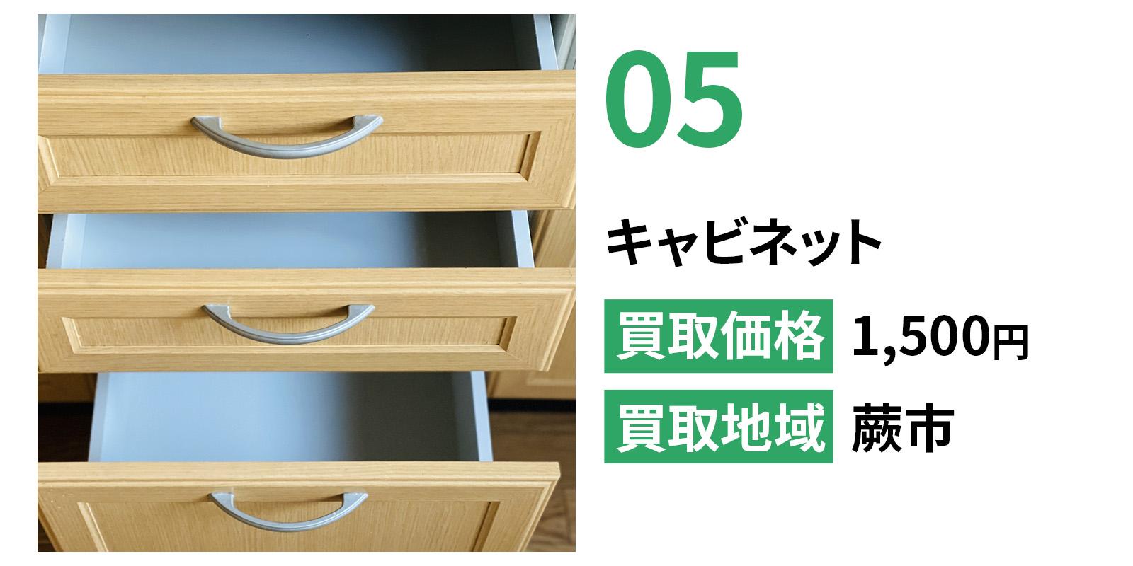 キャビネットの買取事例。蕨市で回収し、1,500円で対応した事例。